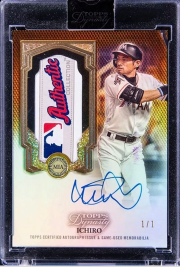 Ichiro Suzuki 2023 Topps Dynasty MLB Logo Authentic Laundry Tag Auto 1/1 Marlins