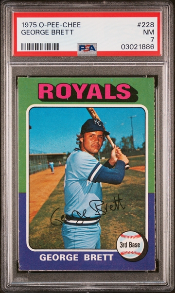 George Brett 1975 O-Pee-Chee OPC #228 Royals HOF Rookie PSA 7 NM