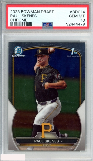 2023 BOWMAN DRAFT CHROME PAUL SKENES #BDC14 1ST RC PIRATES PSA 10 GEM MT