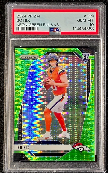 2024 Panini Prizm #309 BO NIX Neon Green Pulsar Prizm RC Rookie PSA 10