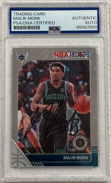 2019-20 Panini NBA Hoops Premium #264 Malik Monk signed PSA Authentic Auto Charlotte Hornets