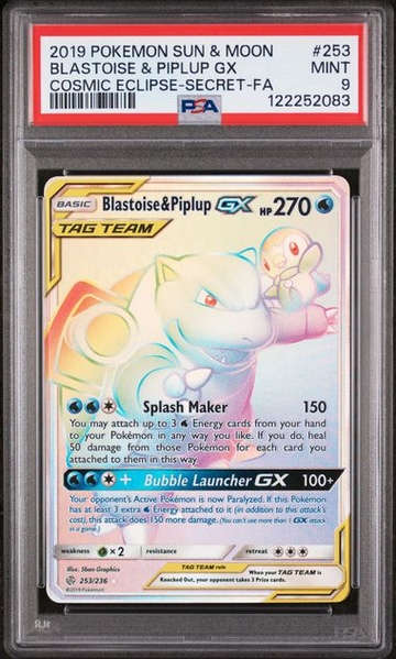 Blastoise & Piplup GX 253/236 PSA 9 Cosmic Eclipse Secret 2019