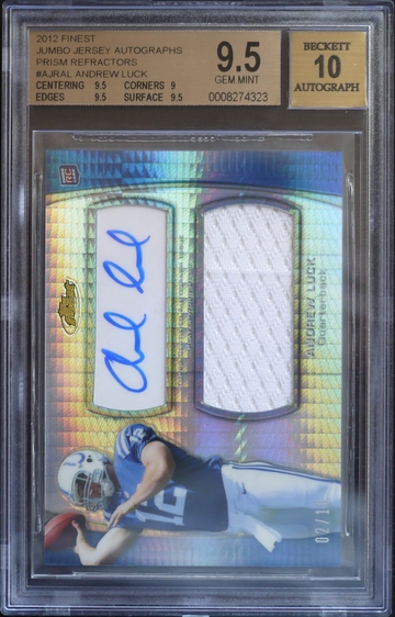 BGS 9.5 - 2012 FINEST ANDREW LUCK RC ROOKIE (02/10) JUMBO PRISM REFRACTOR AUTO 10