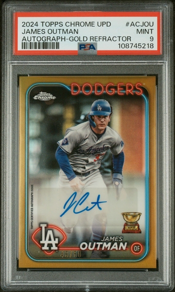 2024 Topps Chrome Update Chrome Baseball Update Series Autographs #ACJOU James Outman Gold Refractor PSA 9