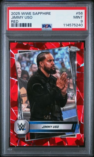 2025 Topps Chrome Sapphire WWE Jimmy Uso Red PSA 9