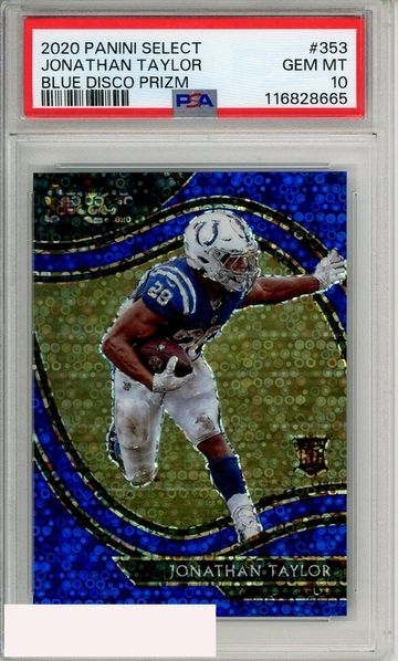 2020 PANINI SELECT JONATHAN TAYLOR #353 BLUE DISCO PRIZM PSA 10 RC