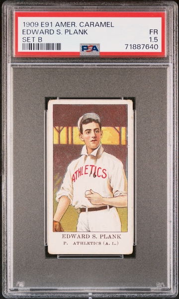 Eddie Plank 1909 E91 American Caramel Set B Athletics HOF PSA 1.5