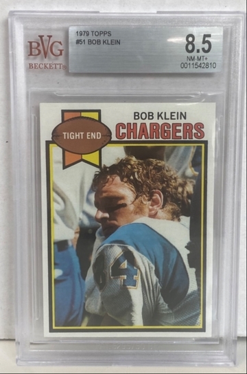1979 Topps Bob Klein football card #51. BVG 8.5