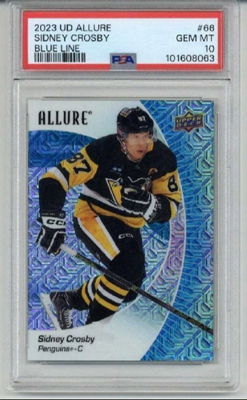 2023 UPPER DECK ALLURE BLUE LINE #66 SIDNEY CROSBY /35 PENGUINS PSA 10 LOW POP