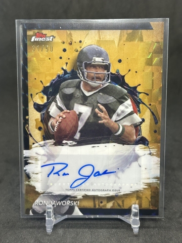 Ron Jaworski 2024 Topps Finest Geometric Gold Refractor Auto /50 #FA-RJ Eagles