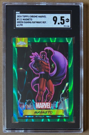 2024 Topps Chrome Marvel Green Gamma Raywave Refractor Magneto /99 #111 SGC 9.5