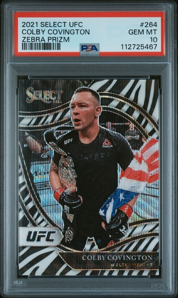 2021 Panini Select UFC Colby Covington #264 Octagonside Zebra Prizm PSA 10