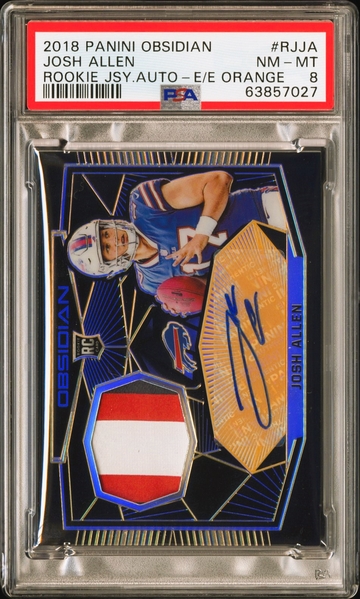 Josh Allen 2018 Panini Obsidian Orange Rookie Card RC Autograph Patch /50 PSA 8 RPA
