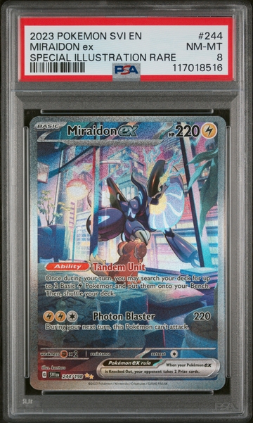 2023 Pokemon #244/198 Miraidon EX Special Illustration Rare PSA 8
