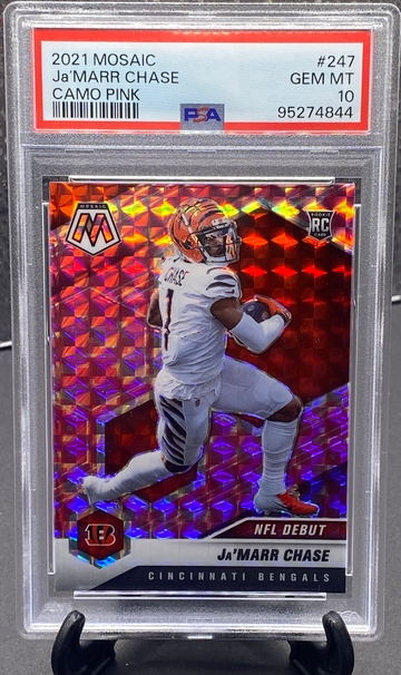 2021 Mosaic Ja'Marr Chase Rookie NFL Debut Camo Pink Prizm  PSA 10