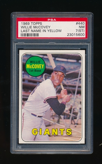 1969 Topps #440, Willie McCovey YL PSA 7 ST Nice 