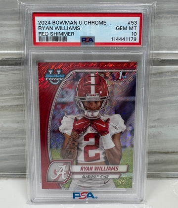 2024 Bowman U Chrome Ryan Williams /5 PSA 10