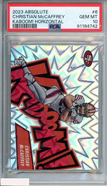 2023 PANINI ABSOLUTE KABOOM! HORIZONTAL CHRISTIAN MCCAFFREY #6 PSA 10 GEM MT