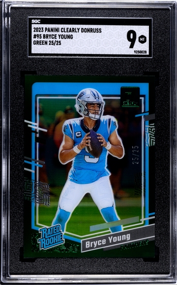 BRYCE YOUNG 2023 Panini Clearly Donruss Green Rc #25/25 SGC 9