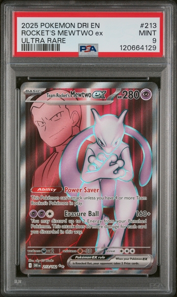 2025 Team Rocket's #213/182 Rocket's Mewtwo ex Ultra Rare PSA 9