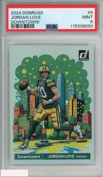 2024 PANINI DONRUSS DOWNTOWN! JORDAN LOVE #5 PACKERS PSA 9 MINT