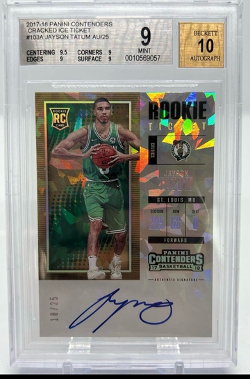 2017-18 Jayson Tatum Cracked Ice Rookie Ticket On-card Auto /25