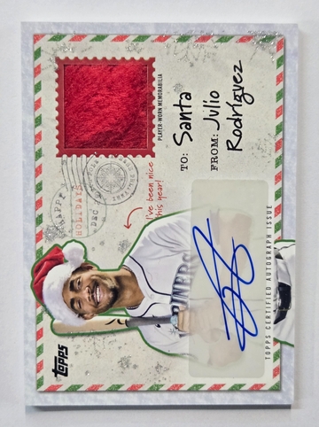 2024 Topps Holiday Julio Rodriguez Hat Patch Auto #HRA-JR Seattle SSP