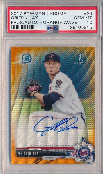 2017 BOWMAN CHROME GRIFFIN JAX  PROSPECT AUTOGRAPH ORANGE WAVE