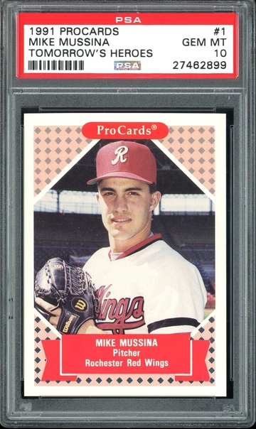 MIKE MUSSINA 1991 PROCARDS TOMORROW'S HEROES #1 PSA 10 RC