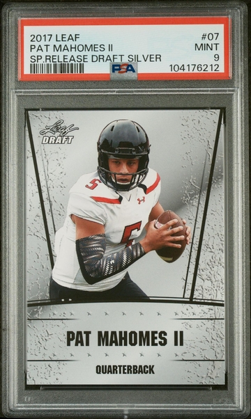 2017 Leaf #07 Patrick Mahomes II Special Release Draft Silver PSA 9