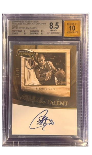 2009 Stephen Curry Press Pass Fusion Timeless Talent Autographs Gold /85  