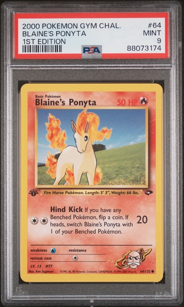 2000 Pokemon #64/132 Blaine's Ponyta Gym Challenge PSA 9