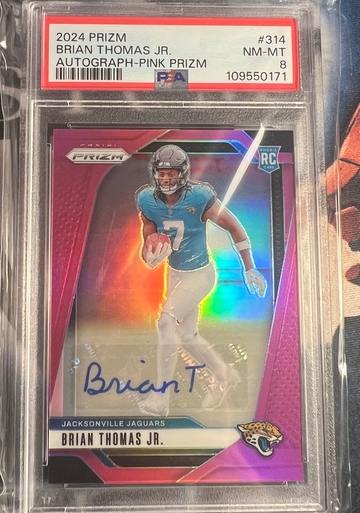 2024 PANINI PRIZM PINK PRIZM Auto #314 BRIAN THOMAS JR. ROOKIE RC PSA 8 Jaguars