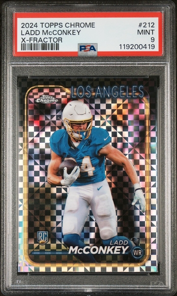 2024 Topps Chrome #212 Ladd McConkey X-Fractor PSA 9