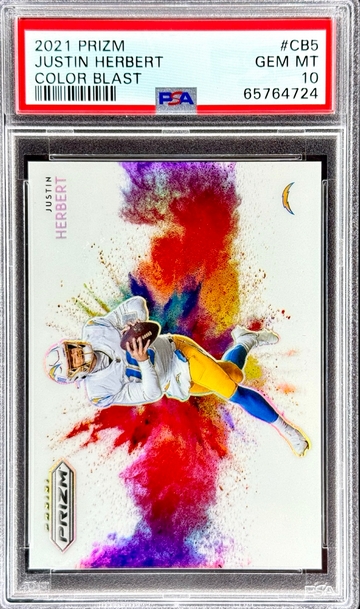 2021 Panini Prizm Color Blast Justin Herbert #CB5 PSA 10