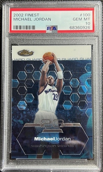 2002 Topps Finest #100 Michael Jordan Washington Wizards HOF PSA 10 GEM MINTf