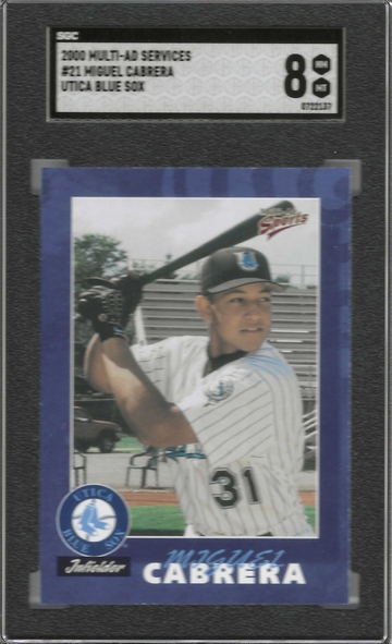 Future HOF Miguel Cabrera 2000 Utica Blue Sox #21 FIRST TEAM ISSUE SGC 8 NICE!