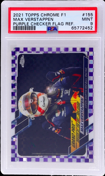 2021 Topps Chrome Purple Checker Flag Max Verstappen #155 /199 PSA 9