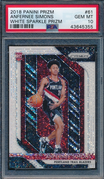 Anfernee Simons 2018 Panini Prizm White Sparkle PSA 10 
