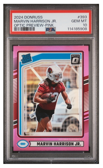 2024 Donruss Marvin Harrison Jr. Pink Optic Preview Rated Rookie PSA 10 Gem Mint