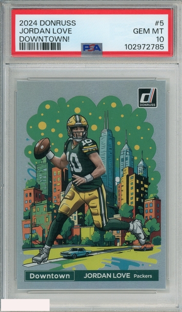 2024 PANINI DONRUSS DOWNTOWN! JORDAN LOVE #5 PACKERS PSA 10 GEM MT