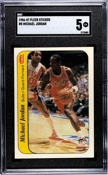1986 Fleer Sticker Michael Jordan #8 SGC 5 (BillsGridironGreats)