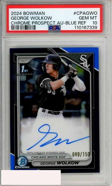2024 BOWMAN CHRM PROS AUTOS GEORGE WOLKOW #CPAGWO BLUE PSA 10