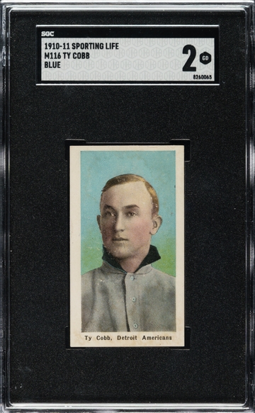 1910-1911 M116 Sporting Life Ty Cobb Blue Background SGC 2