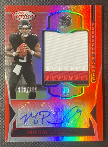 2024 Panini Certified - #FMS-MPJ Michael Penix Jr. Freshman Fabric Mirror Red RPA RC Patch Auto /199