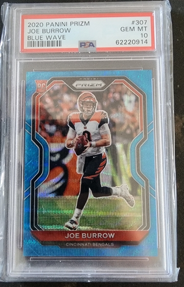 2020 Panini Prizm Joe Burrow Blue Wave /199 PSA 10