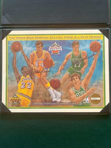 1993 Upper Deck Authenticated Jerry West/John Havlicek 8x10 AUTO #/10,000! With Elgin Baylor/Dave Cowens! Lakers Celtics