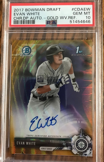 2017 Bowman Draft Evan White Gold Wave Autograph 32/50 PSA 10 