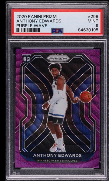 2020 Panini Prizm Anthony Edwards ROOKIE #258 PURPLE WAVE PSA 9 MINT