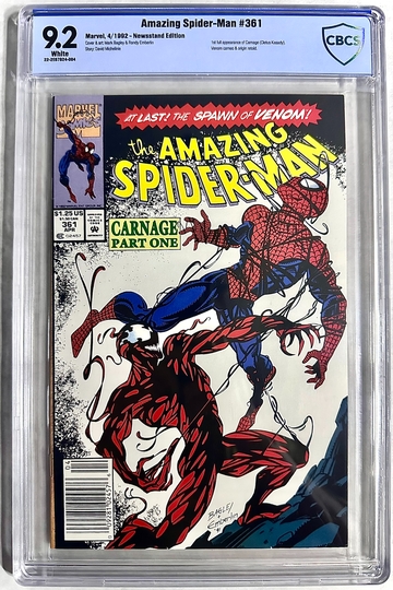 Amazing Spider‑Man #361 Newsstand 1st Full Carnage (1992) CBCS 9.2 | Key Issue